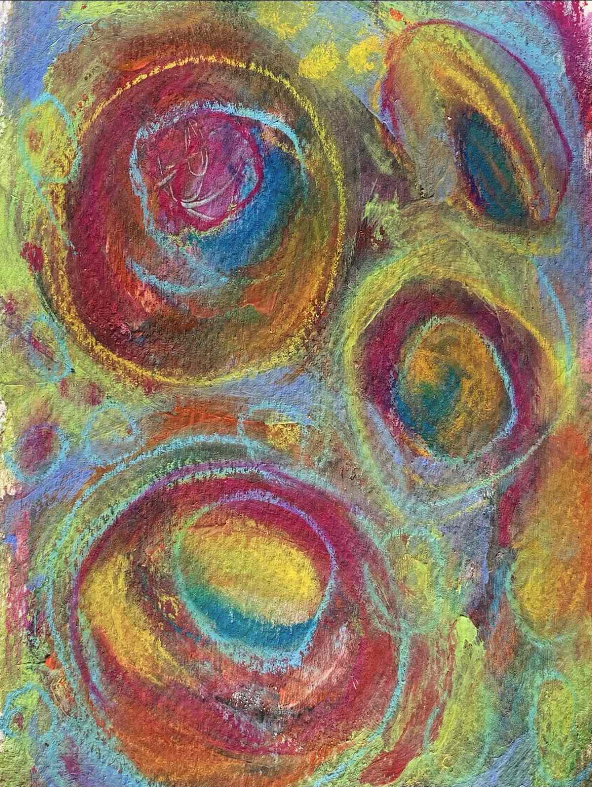 an abstract painting of a rose